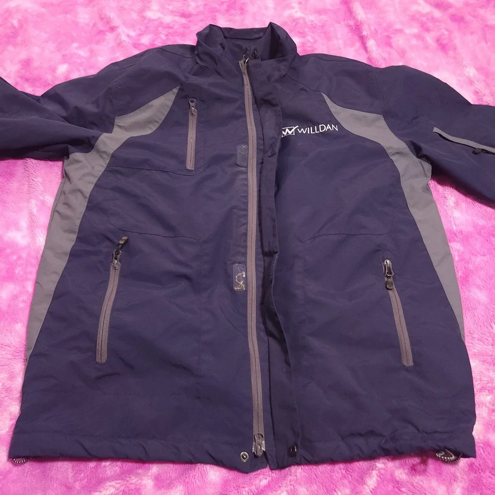 Port Authority Fleece Lined Windbreaker Jacket Men's‎ XL Willdan Logo Navy